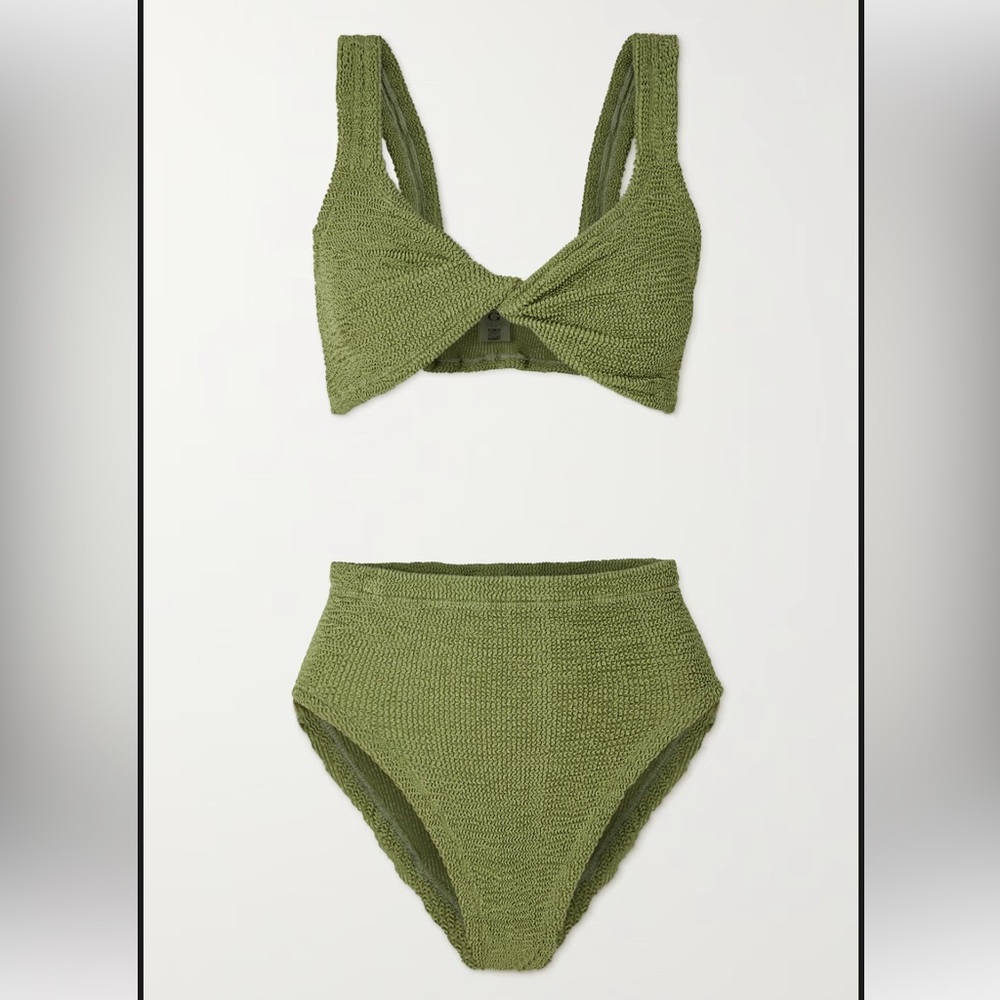 Hunza G Jamie twist-front seersucker bikini